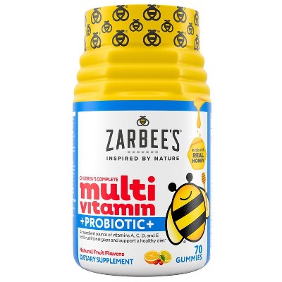 Zarbee's Naturals Kids' Complete Multivitamin + Probiotic Gummies with Vitamins A,B,C,D,E - Fruit Flavor -70ct