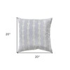 HomeRoots 20" Light Blue and White Cotton Throw Pillow With Embroidery - 3 of 3