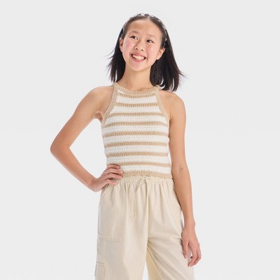 Girls' Striped Halter Sweater Tank - art class™