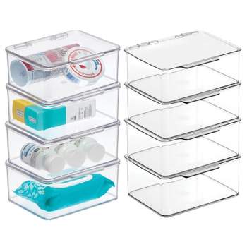 Mdesign Plastic Stackable Storage Bin Box With Lid, 4 Pack - 5.5 X