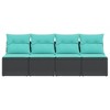 vidaXL 4-Seater Patio Sofa Outdoor Furniture - Black Poly Rattan with Cushions, Modular Design, Adjustable Feet - 4 of 4