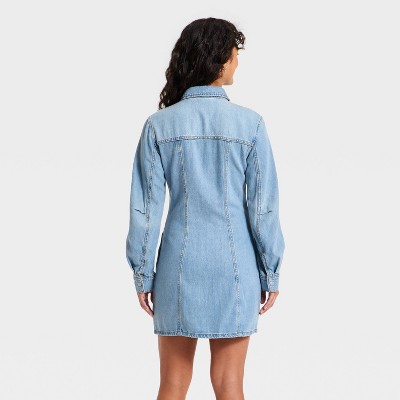 Women Long Sleeve Mini Denim Shirtdress – Universal Thread