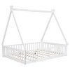 Okak Twin/Full Size Floor Bed Frame with Removable Tent-Shaped Roof &Safety Guardrails for Toddlers 2-6 Years, Easy Assembly Kids Bed, Kids Room - 2 of 4