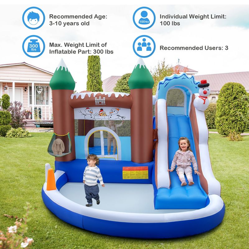 Costway 6-in-1 Winter Theme Snowman Inflatable Castle Kids Bounce House without Blower, 4 of 11