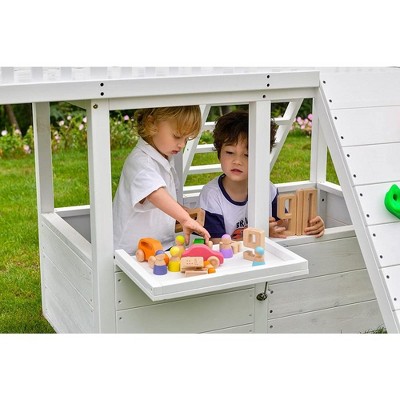 Avenlur Craftsman White Pine Wood Outdoor Swing Set with Slide