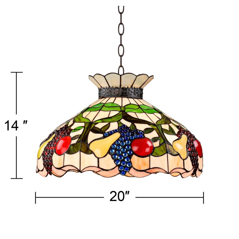 Robert Louis Tiffany Bronze Pendant Chandelier 20" Wide Mission Ripe Fruit Stained Glass Shade 3-Light Fixture for Dining Room Foyer Kitchen Island, 4 of 10