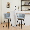 KTMBDW Counter Height Bar Stools Set of 2, 360° Swivel Upholstered Barstools with Backs and Metal Legs, 25.2" H Seat Height, Velvet Fabric - 2 of 4