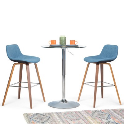 Randolph Medium Blue Upholstered Counter Stool with Metal Frame