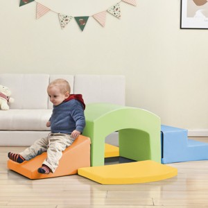 Baofuwish  Safe Soft Zone Single-Tunnel Foam Climber for Kids,Indoor Lightweight Play Equipment with Slide Stairs and Ramp,Soft Foam Playset - 1 of 4
