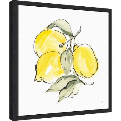 Lemons III Light Yellow and Green Canvas Wall Art Print