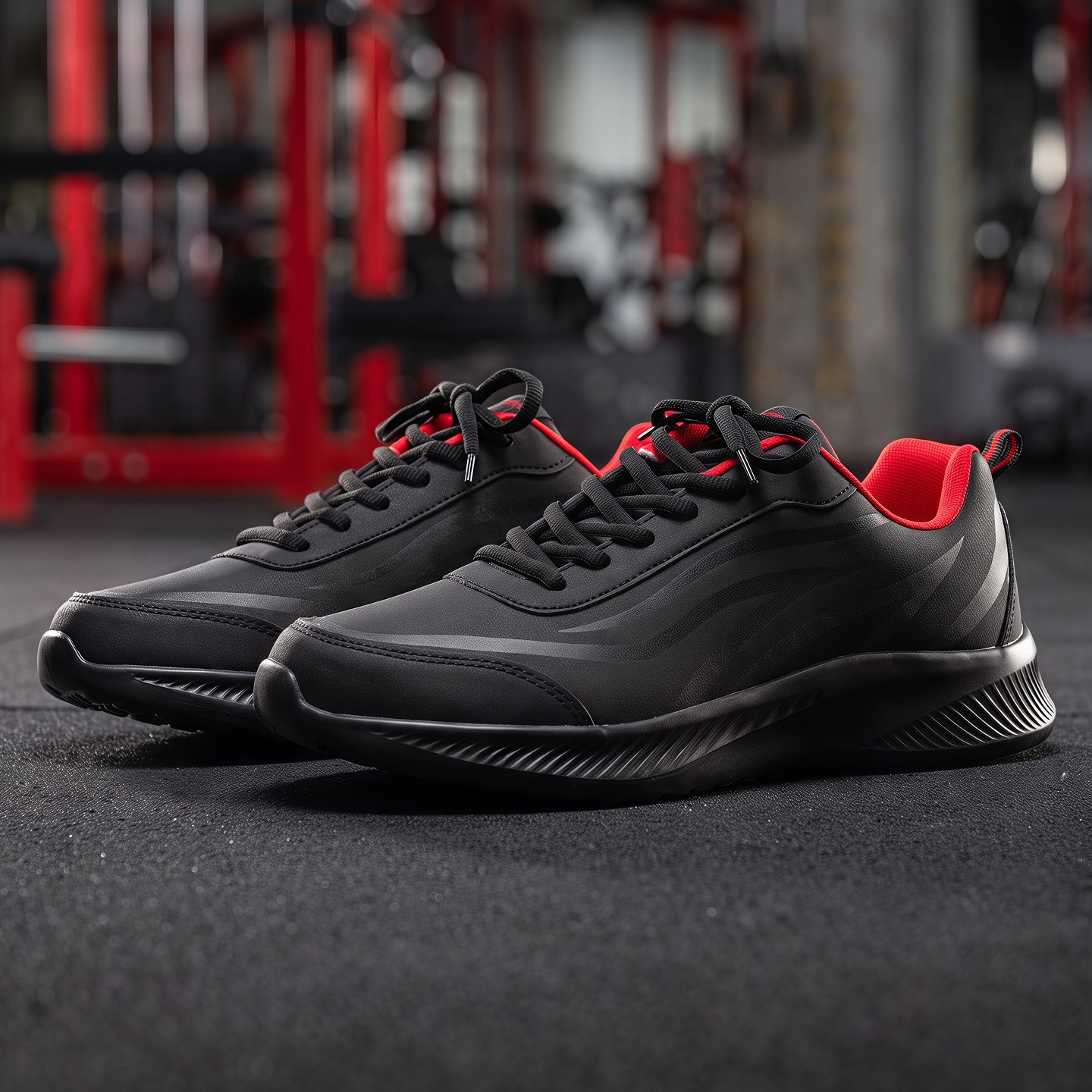 Мужские кроссовки BLISSFUL STEP Waterproof Synthetic Leather Shock Absorbing Lightweight Casual Fashion Sneakers 11 Black Red, цвет: Чёрный — фото 3
