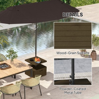 Brown Heavy Duty Plastic Patio Umbrella Base with Table Tray