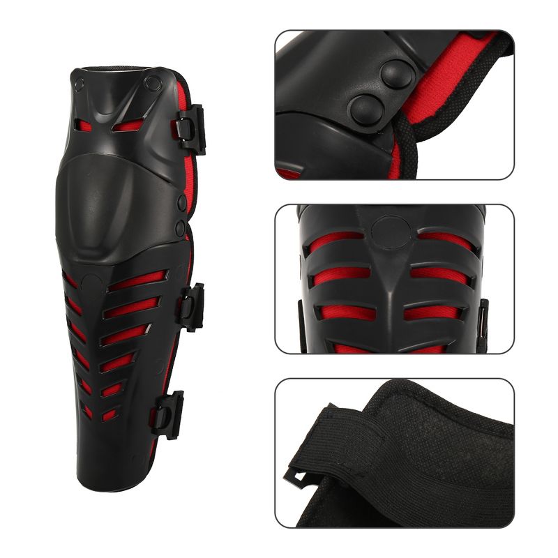 Unique Bargains Adults Motorcycle Knee Elbow Guards with Adjustable Strap Black Red 2 Pcs, 3 of 7