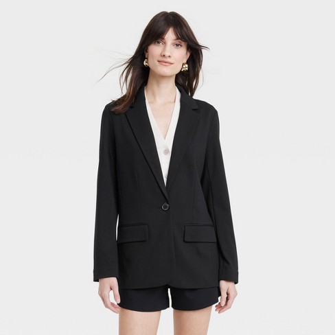 D-Luxe Oversized Ponte Blazer — Black