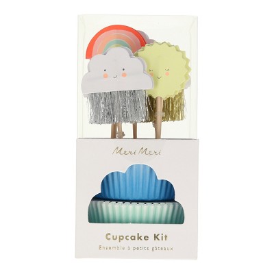 Meri Meri - Happy Weather Cupcake Kit - Baking Cups - 24 cupcake liners with toppers