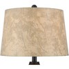 Franklin Iron Works Kaly Rustic Table Lamps Set of 2 with Round Risers 26" High Oil Rubbed Bronze with USB Charging Port Drum Shade for Living Room - 2 of 4