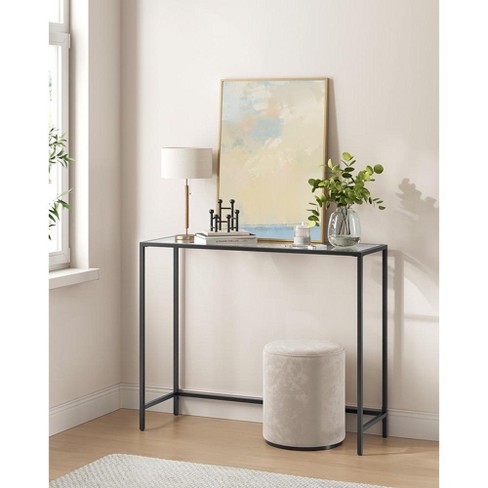 VASAGLE 39.4 Inch Console Table with 3 Shelves, Sofa Table , Entryway Table,  Metal Frame , Tempered Glass Shelf , Modern Style