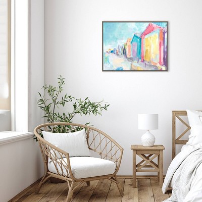 Brighton Beach Summer Colors Framed Canvas Print
