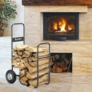 Karl Home | Black Iron Firewood Cart with Dual Wheels - 1 of 4