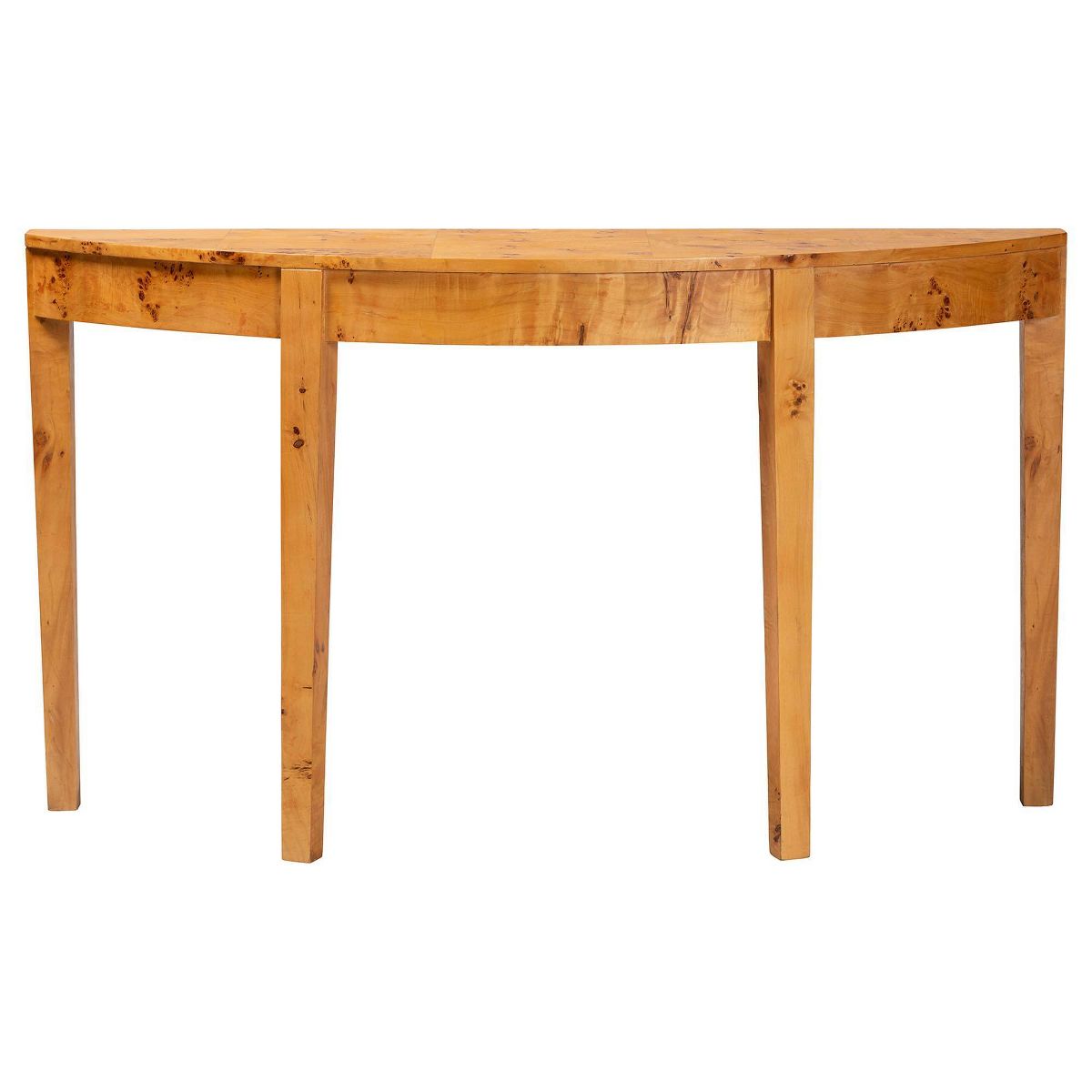 bali & pari Jihan Real Burl Wood Half Moon Large Console Table Light Mappa Burl - thumbnail 10