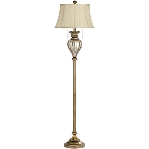 Pacific Coast Lighting Traditional 66" Tall Standing Floor Lamp Pull Chain Mercury Glass Font Bronze Gold Finish Living Room Bedroom House Reading - image 1 of 4