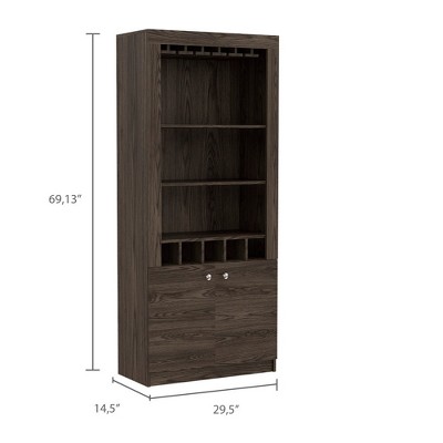 Dakota Sleek Black Particle Board Double Door Bar Cabinet