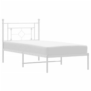 vidaXL Metal Bed Frame with Supportive Headboard and Extra Storage - Suitable for 39.4"x78.7" Mattress - 1 of 4
