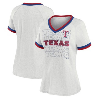Mlb Texas Rangers Women's Heather Bi-blend Ringer T-shirt : Target