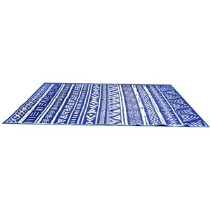 NewHome"4.98x8 FT Reversible Outdoor Rug, Waterproof Mat with Storage Bag for Patio, Picnic, RV, Blue/White"Blue White - 1 of 4