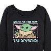 Women's - Star Wars - The Mandalorian Grogu The Way To Snacks Lightweight French Terry Wide Neck Long Sleeve Graphic Shirt - 2 of 4