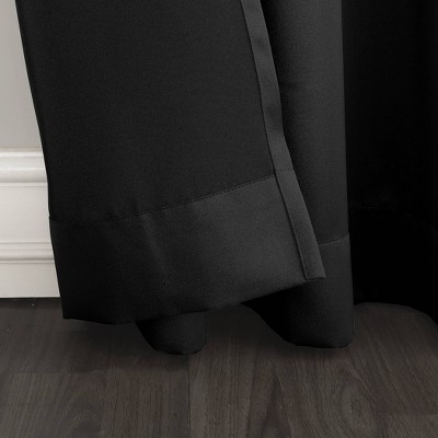 Black Faux Silk Room Darkening Grommet Curtain Panel 54" x 95"