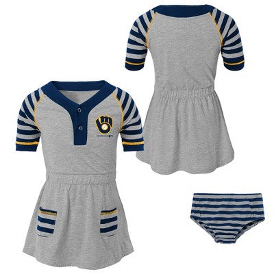 Striped Gray Infant/Toddler Dress - 4T 