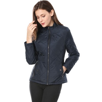 INSPIRE CHIC Women's Stand Collar Lightweight Quilted Jacket Blue X-Small — фото 3