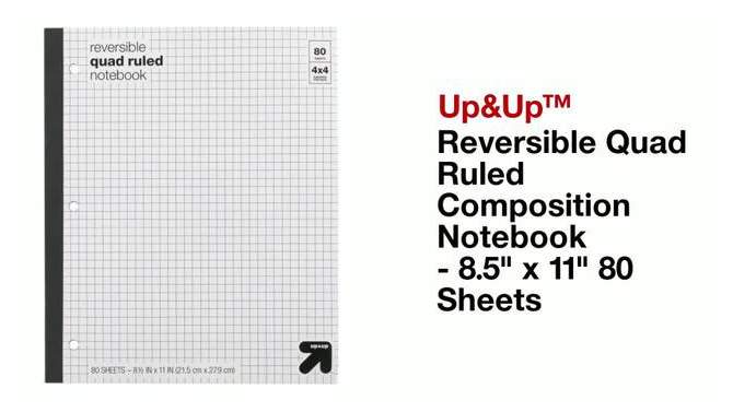 Reversible Quad Ruled Composition Notebook 8.5&#34; x 11&#34; 80 Sheets - up &#38; up&#8482;, 2 of 9, play video