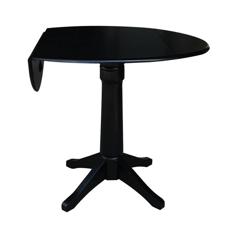Sandon Round Dual Drop Leaf Pedestal Table Black - International Concepts, 4 of 10