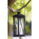 Melrose 14.5" Black Cottage Style Glass Lantern with LED Flameless Pillar Candle