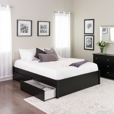 Queen Select 4 - Post Platform Bed with 2 Drawers Black - Prepac