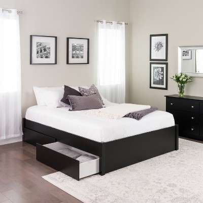 Queen Select 4 - Post Platform Bed with 4 Drawers Black - Prepac