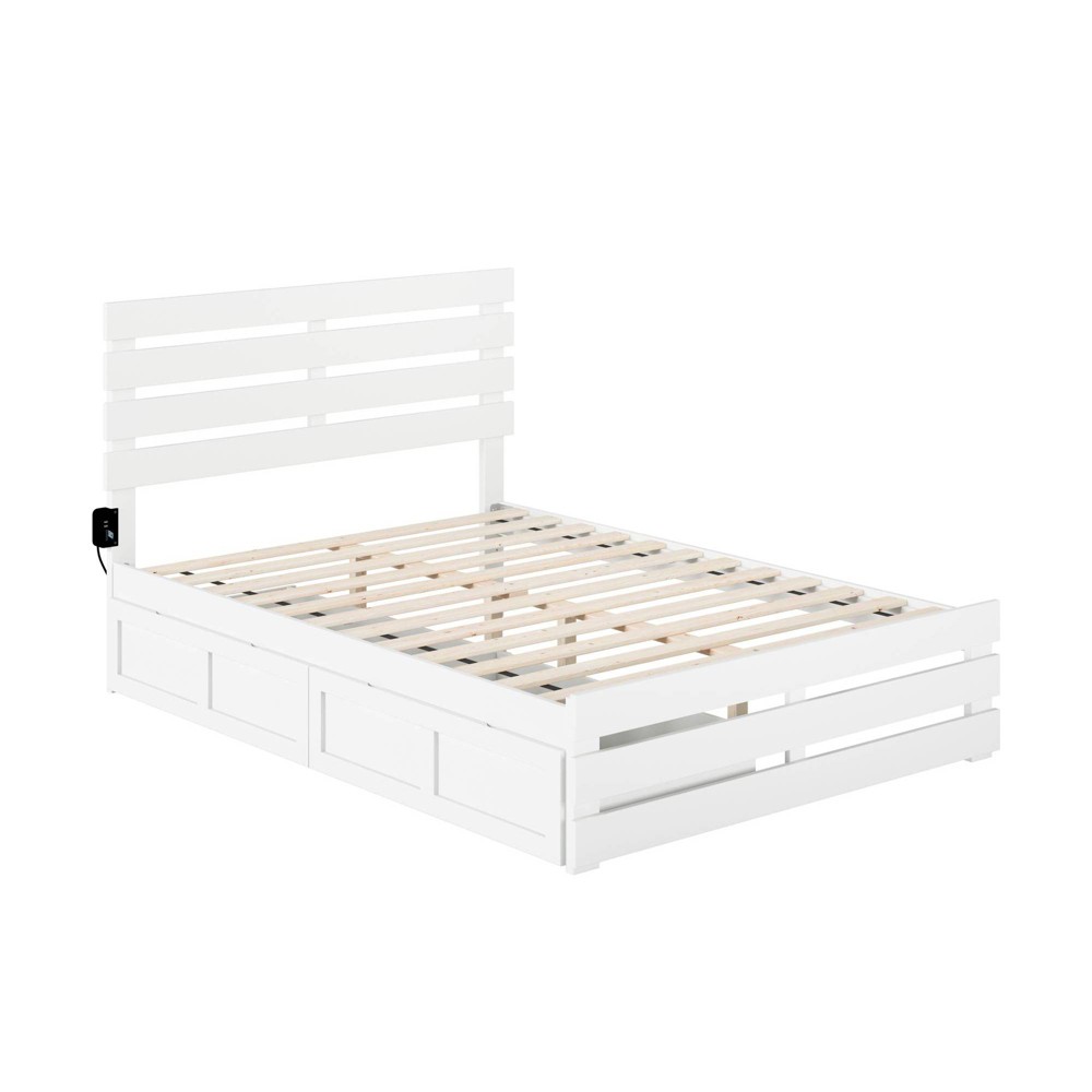 Photos - Bed Frame AFI Full Oxford Bed with Footboard and USB Turbo Charger with 2 Drawers White 