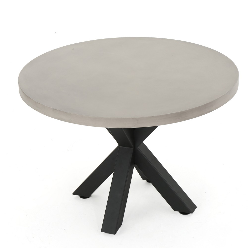 Photos - Garden Furniture Goleta Round Concrete & Iron Dining Table - White - Christopher Knight Hom