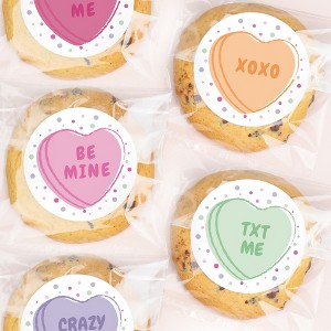 Big Dot of Happiness Valentine Hearts Stickers & Clear Cookie Bags, Cellophane Treat Bags 4.25x7 Inches, Galentine's & Valentine's Favor Gifts - 25 Ct - 1 of 4