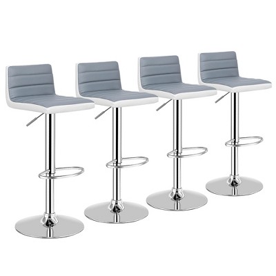Costway Set of 4 Bar Stools Adjustable Barstool PU Leather Swivel Pub Chairs Armless New