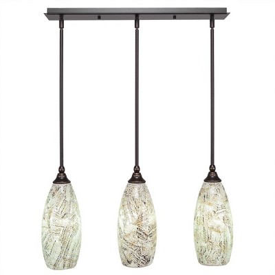 Toltec Lighting Any 3 - Light Chandelier in  Dark Granite with 5.5" Natural Fusion Shade