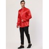 Lars Amadeus Men's Long Sleeves Band Collar Button Down Solid Prom Satin Shirts - 4 of 4