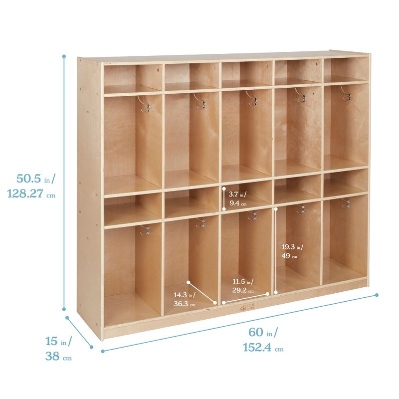 ECR4Kids 10-Section Storage Locker, Classroom Furniture, Natural, 3 of 13