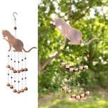 VP Home 20" H Iron Fancy Cat Wind Chimes for Outside, Brown