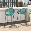 DSVIMOY Counter and Bar Stool Ferrara Outdoor Barstool Set with Faux Wicker Seat for Patio, Green, 36"*23.5"*21.5" - 2 of 4