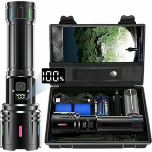MaseiKar Flashlights High Lumens Rechargeable, 2000 Lumens XHM90.2 Super Bright Flash Light LCD Digital Display LED Flashlight, Handheld High Powered - 1 of 4