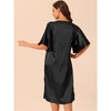 cheibear Women's Satin Nightdress Flare Bell Short Sleeve Sleep Dress Nightgown - 3 of 4