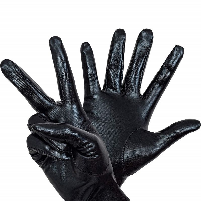 Skeleteen Womens Metallic Costume Gloves - Black, 3 of 7